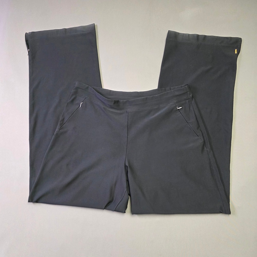 Lucy Tech Womens Black Wide Leg Yoga Pants Tall Large Activewear Zipper Pockets